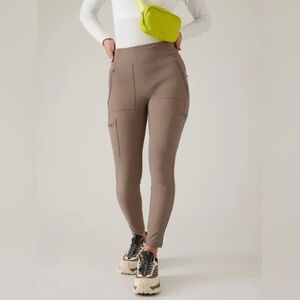 Athleta Hybrid Mid Rise Leggings In Dark Grayish Color Size 6